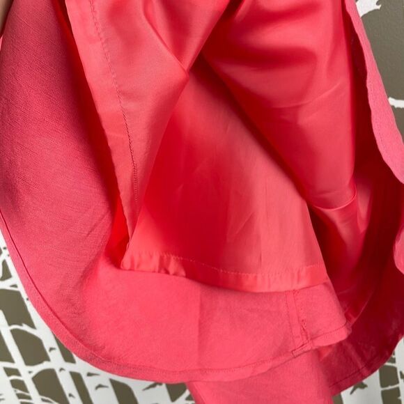 NEW Y2K Linen Blend Mermaid Hem Trumpet Hem Midi Skirt 4 Coral - Picture 5 of 9